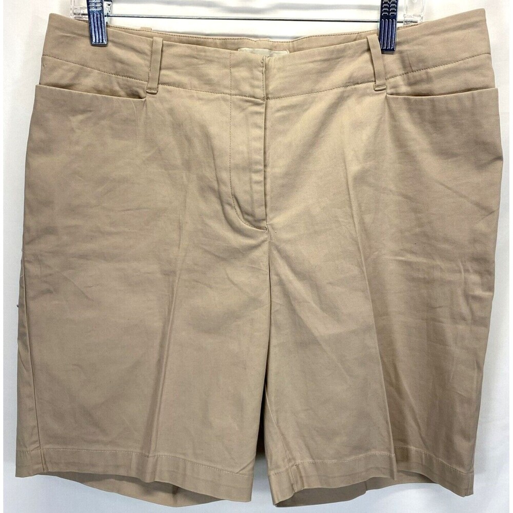 Talbots Womens Khaki Shorts 12 (34-35 x 8.25) Cotton Stretch CA23147